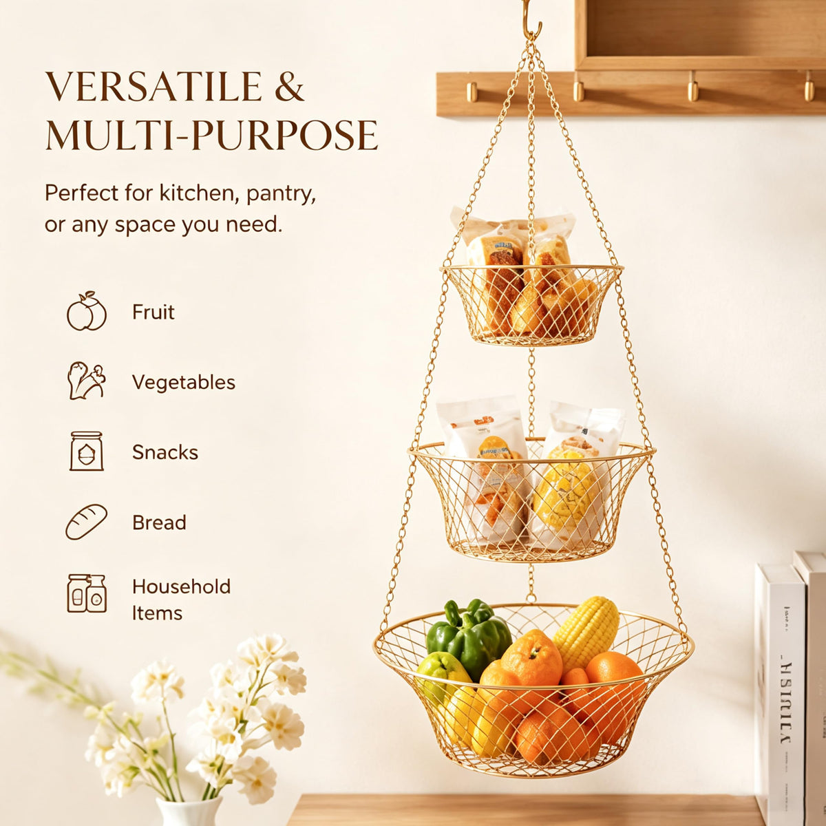 3-Tier Copper Hanging Basket N91732