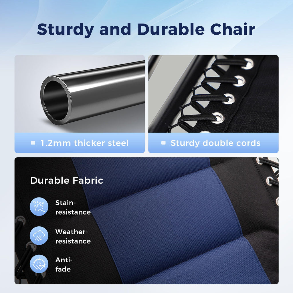 Foldable Zero Gravity Chair Set of 2 Blue I71868