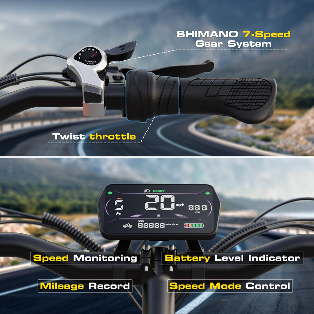 1000W Peak Motor 60+ Miles Fat Tire Electric Bike R2992