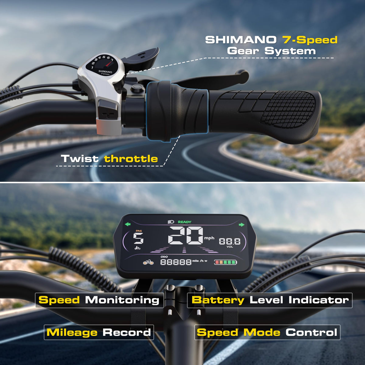 1000W Peak Motor 60+ Miles Fat Tire Electric Bike R2992