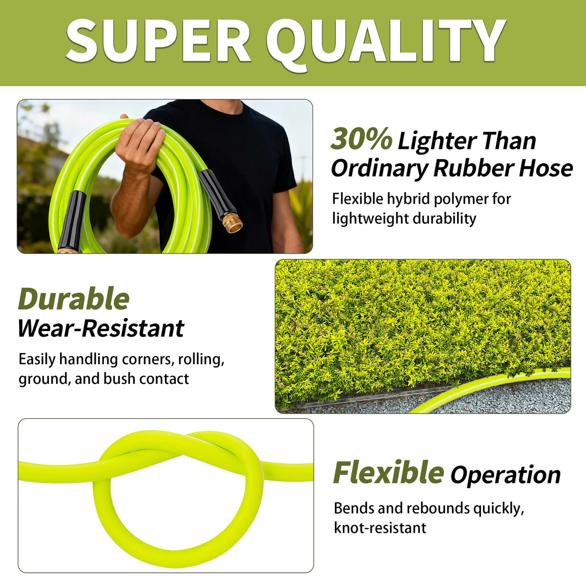 100FT x 5/8" Lightweight Hybrid Rubber Garden Hose F2329