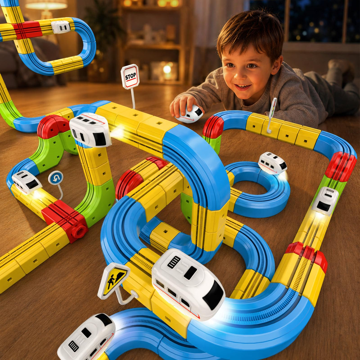52PCS Electric Train Set 3D Flexible Race Track Toy Z873534
