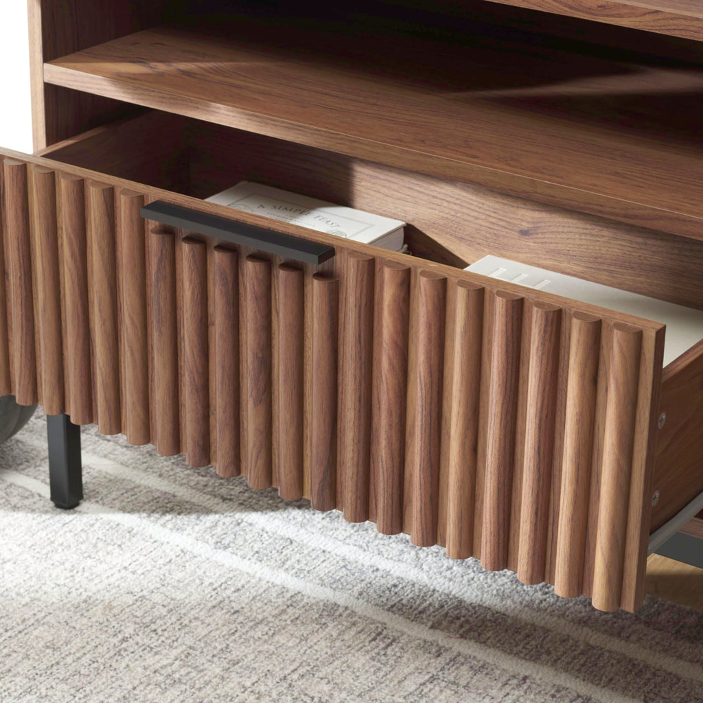 Walnut Brown Black 2 Drawer TV Stand J4513