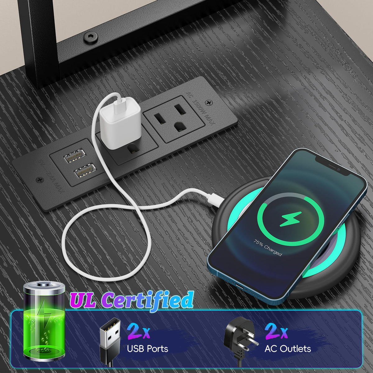 55" L Shaped Gaming Desk with 3 Fabric Drawers & Shelves V8561